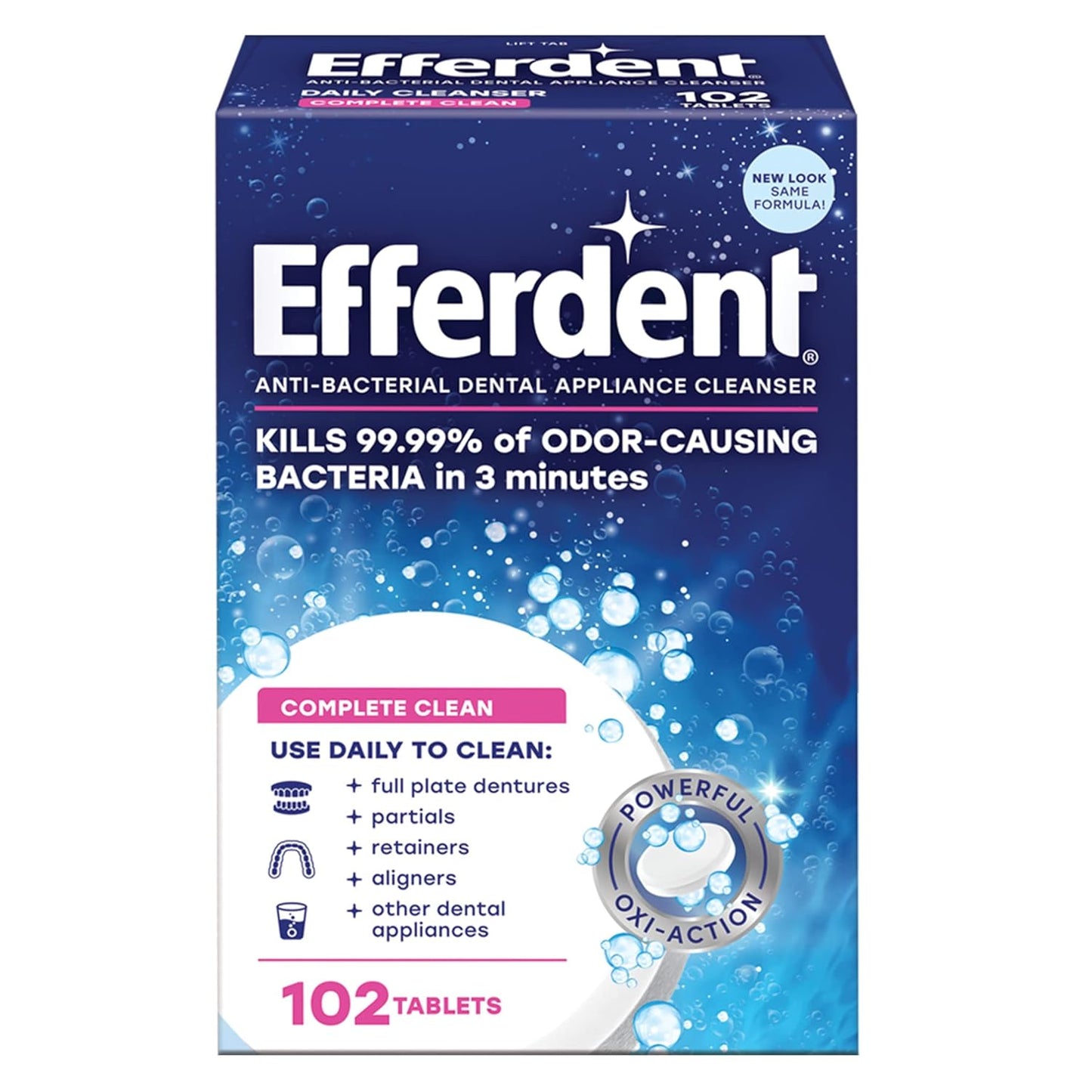Efferdent Denture Cleanser Tablets Complete Clean 102 Tablets