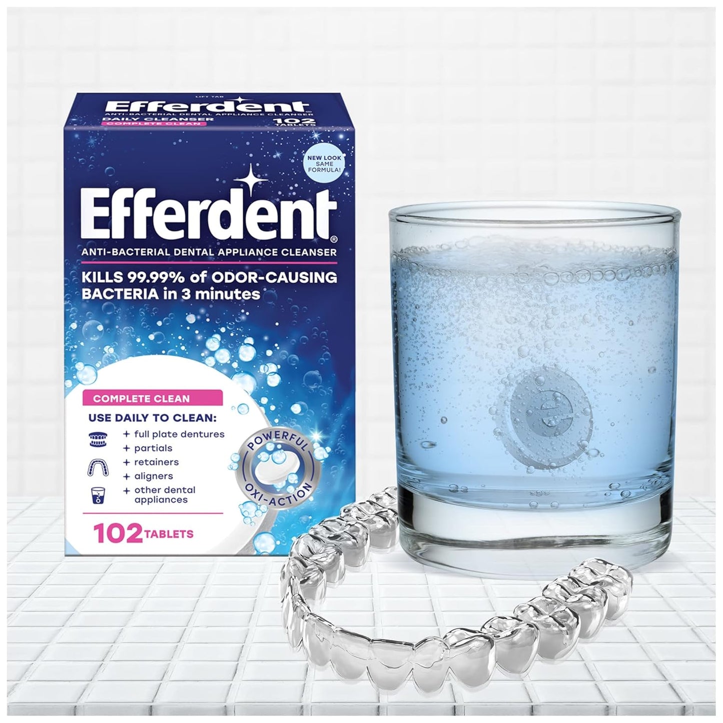 Efferdent Denture Cleanser Tablets Complete Clean 102 Tablets