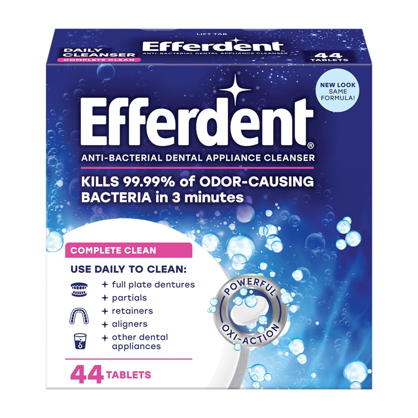 Efferdent Denture Cleanser Tablets Complete Clean 44 Tablets
