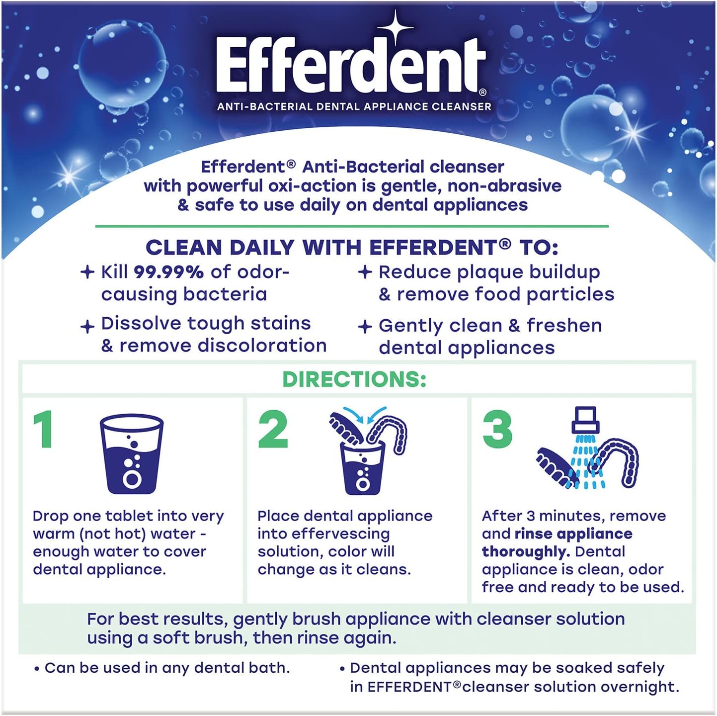 Efferdent Denture Cleanser Tablets Complete Clean 102 Tablets