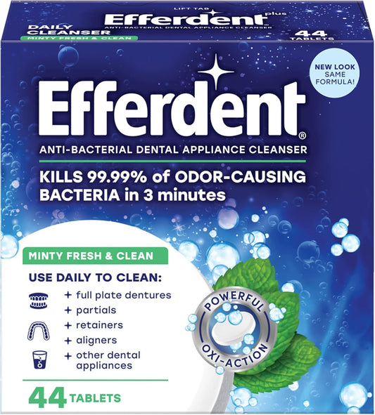 Efferdent Retainer & Denture Cleaner Tablets, Minty Fresh 44 TABLETS