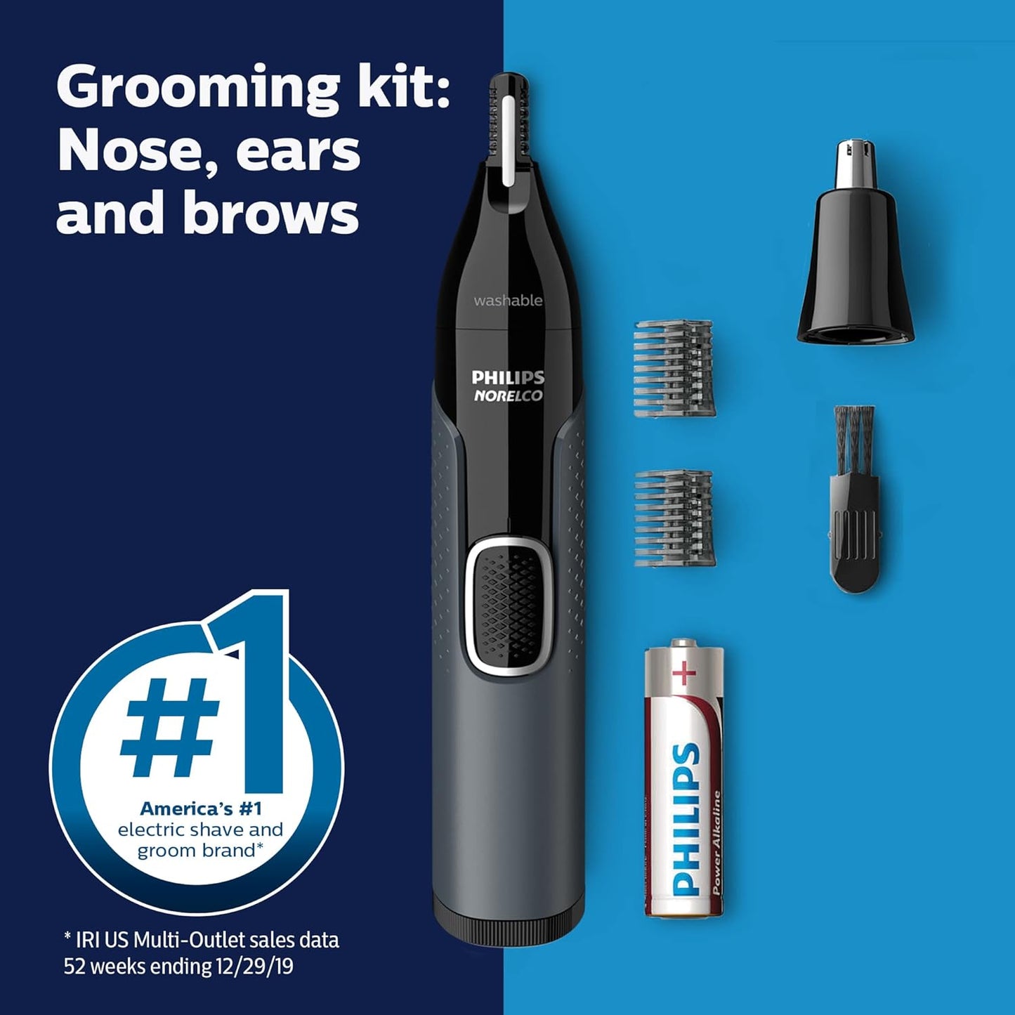 Norelco Philips Nose Trimmer 3000, for Nose, Ears Eyebrows, NT3600/62