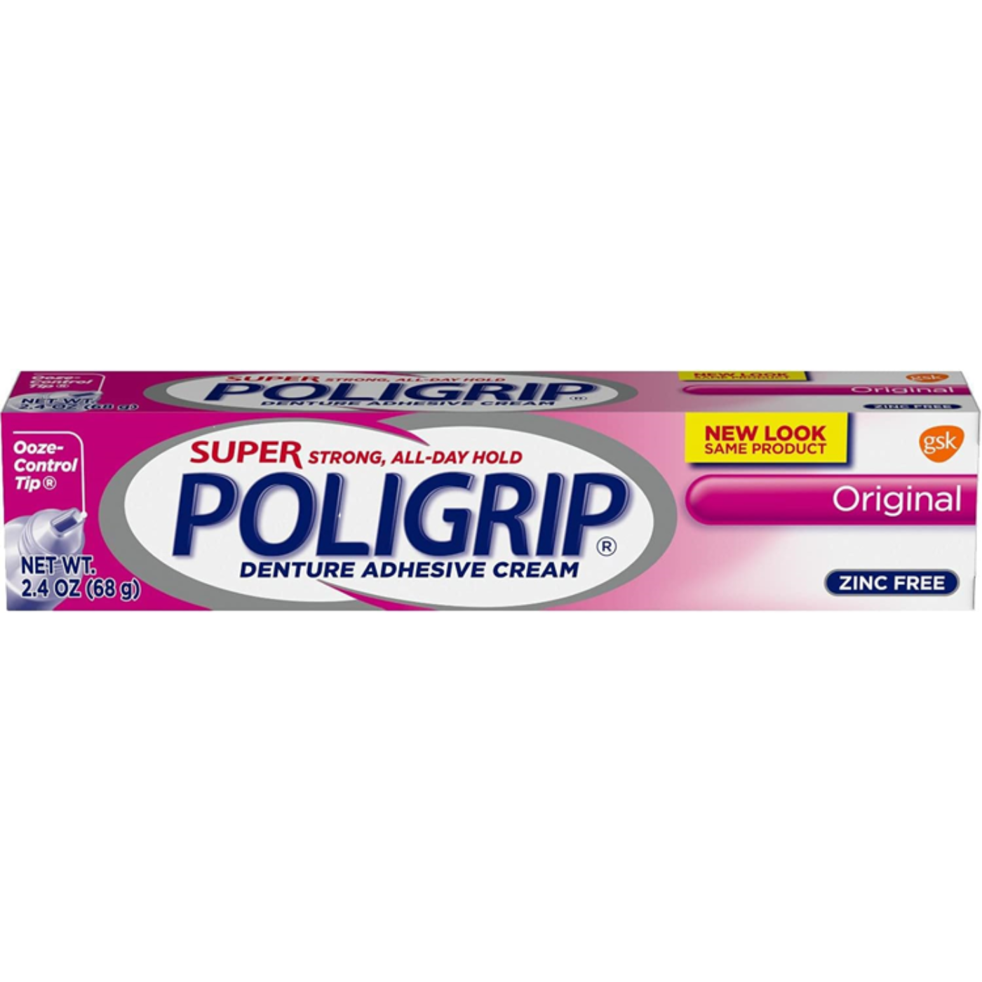 Super POLIGRIP Denture Adhesive Cream Original Zinc Free 68g