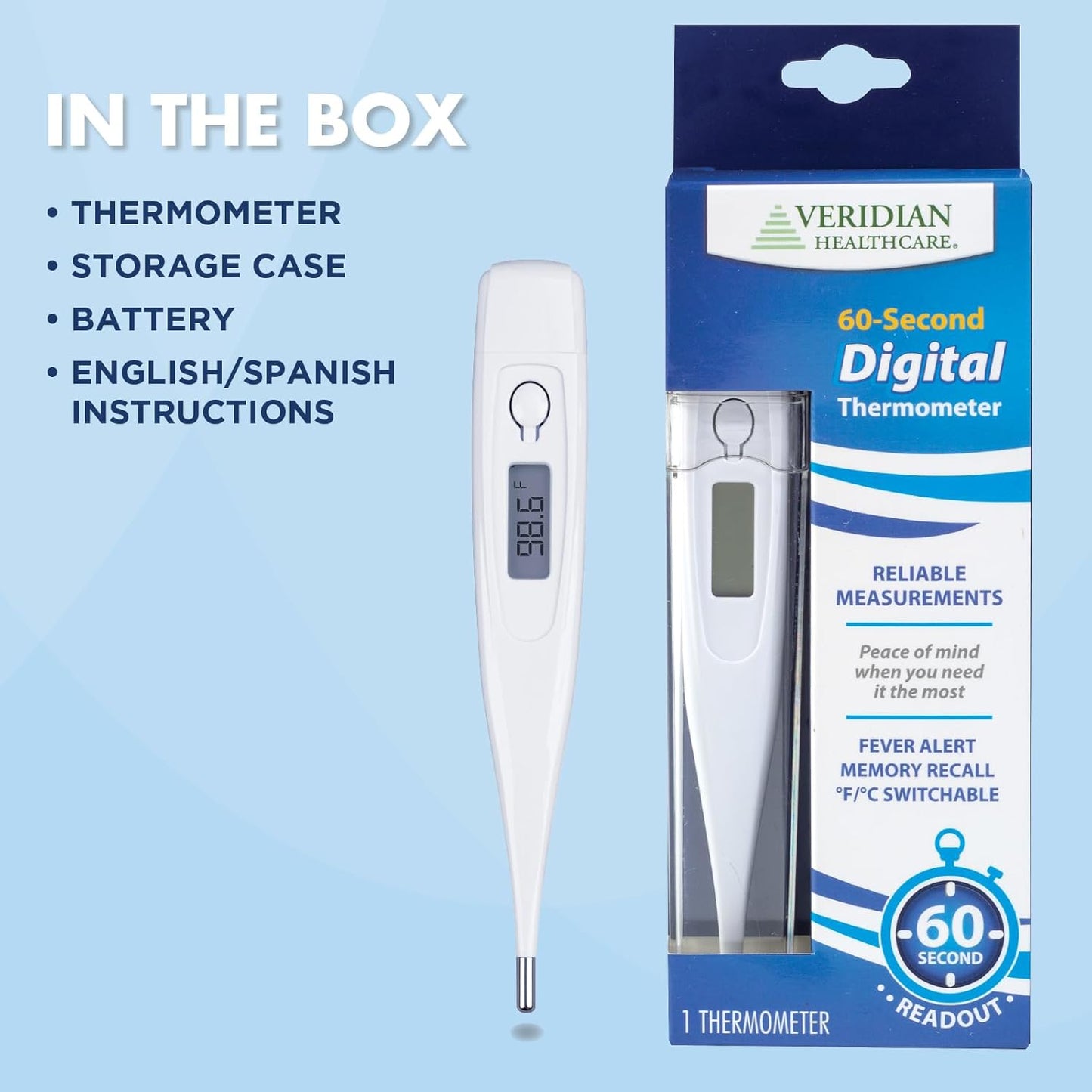 Veridian Healthcare 60-Second Digital Thermometer