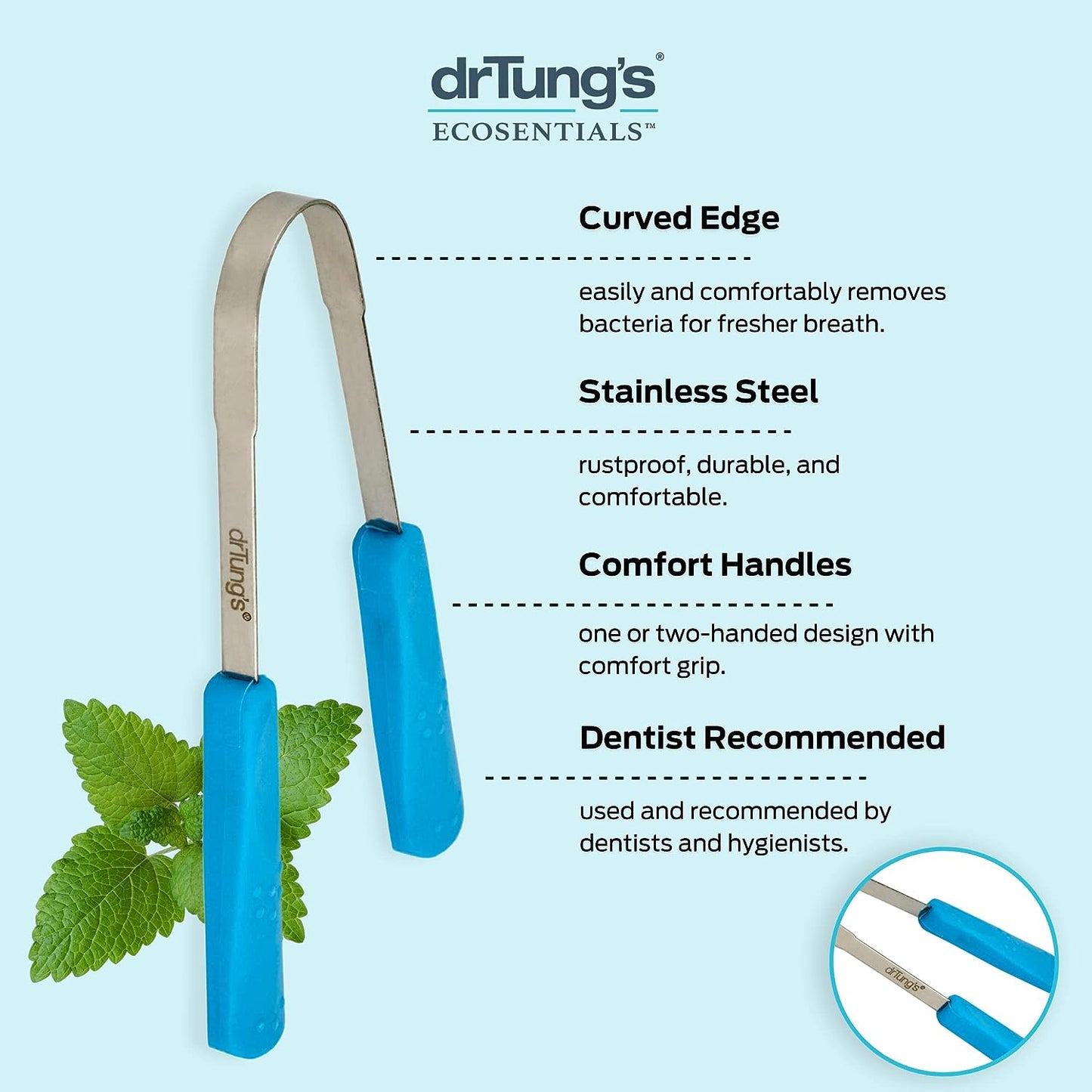 Dr Tungs Stainless Steel Tongue Cleaner (ASSORETED COLORS)
