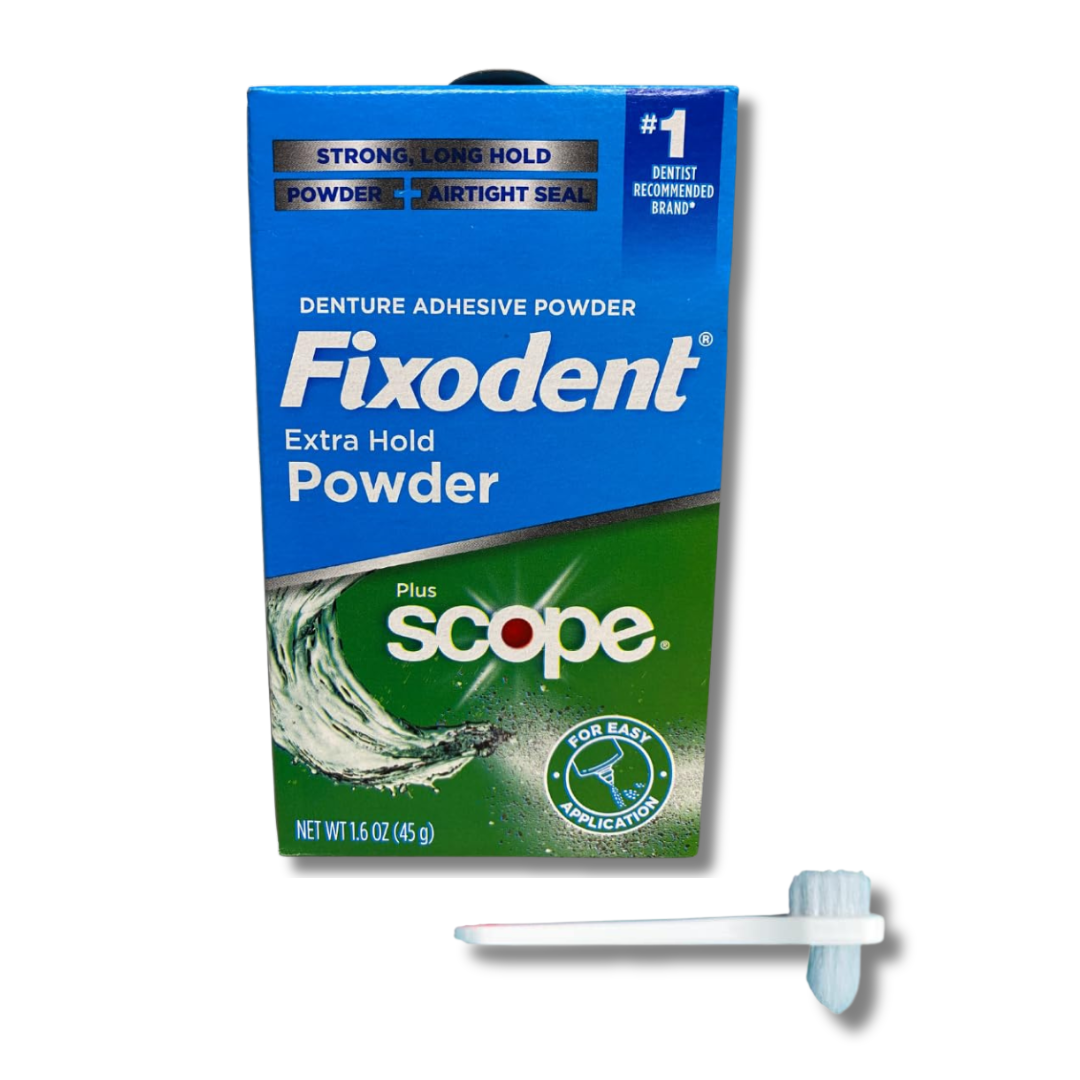 Fixodent Extra Hold Denture Adhesive Powder Plus Scope 45g