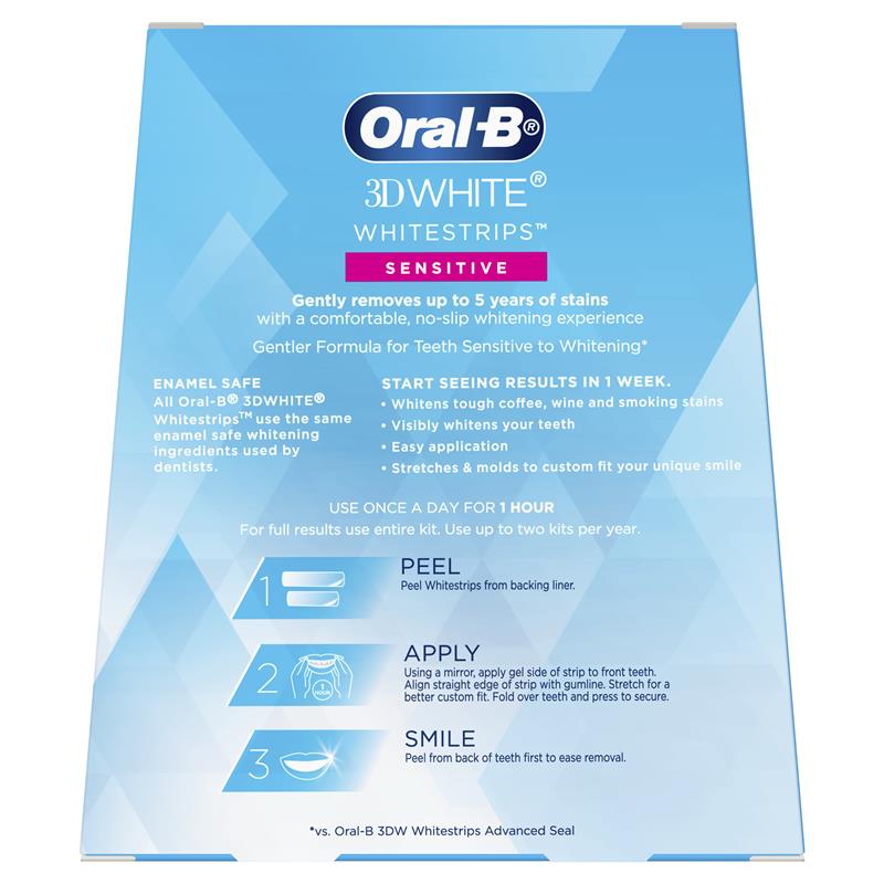 Oral B 3d White Tooth Whitening Whitestrips Sensitive 14 Treatments