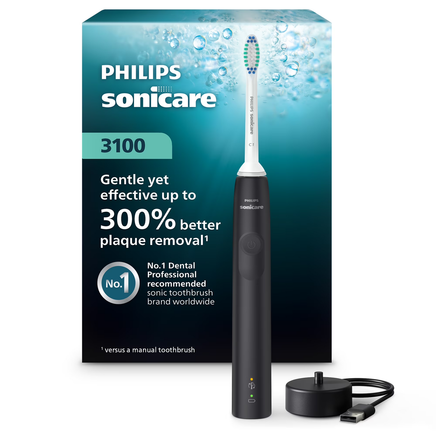 Philips Sonicare 3000 Series Sonic Electric Toothbrush Black Handle