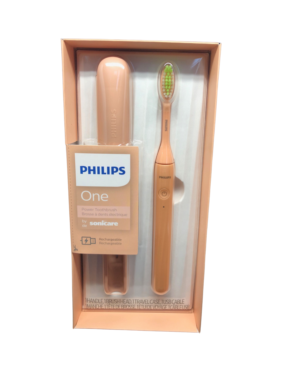 Philips One Rechargeable Toothbrush with Travel Case, Peach