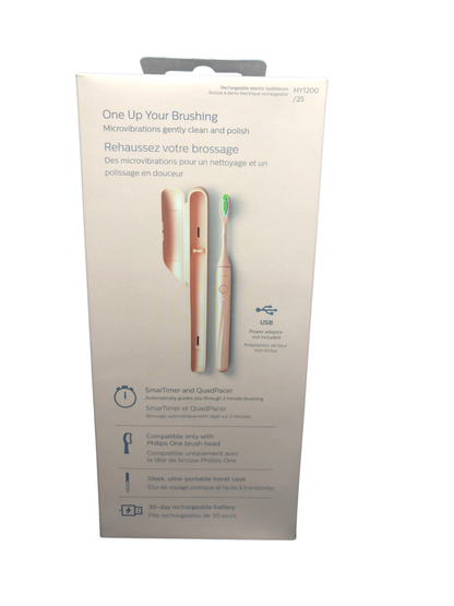 Philips One Rechargeable Toothbrush with Travel Case, Peach