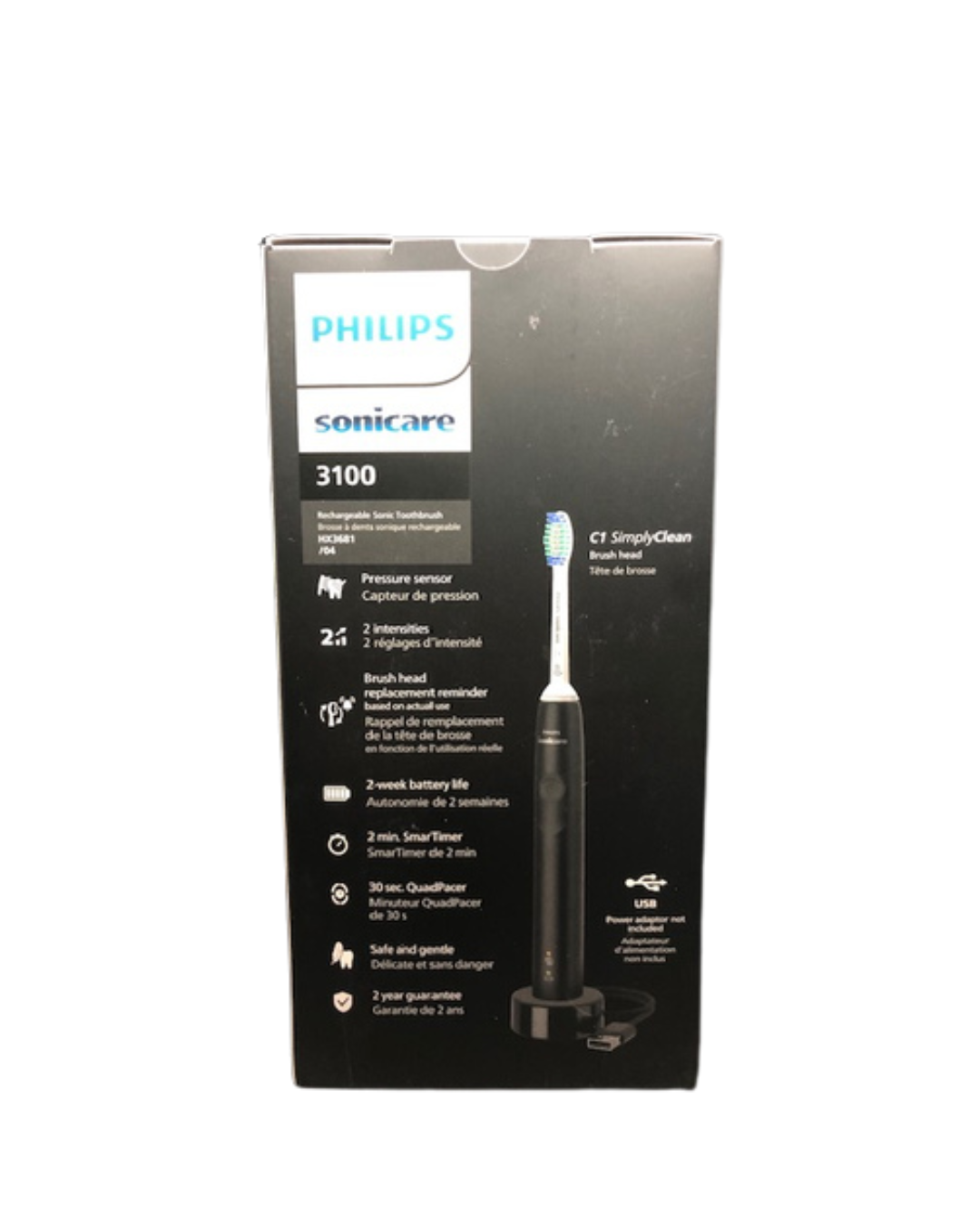 Philips Sonicare 3100 Series Sonic Electric Toothbrush Black Handle