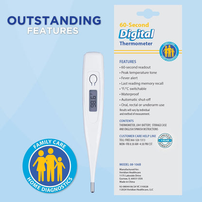 Veridian Healthcare 60-Second Digital Thermometer
